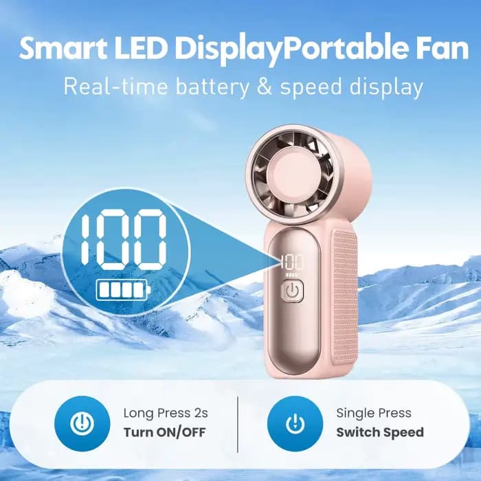 Mini ventilateur portatif 3600mAh, ventilateur turbo de poche haute vitesse pour les voyages en plein air