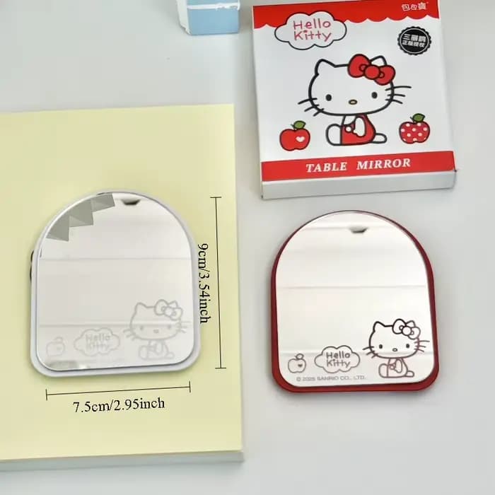 Miroir de maquillage HelloKitty portable en métal