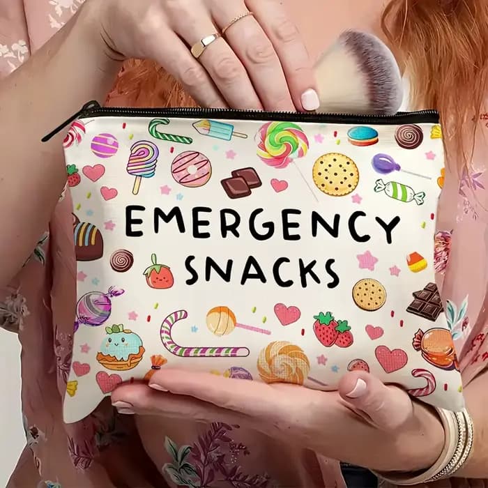Sac de maquillage à motif de bonbons et de friandises colorées