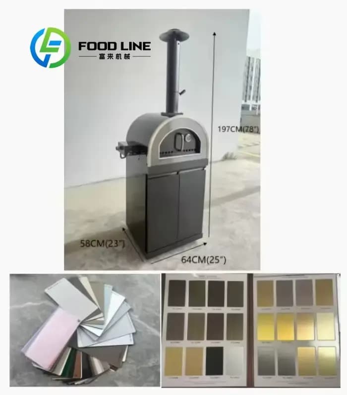 Four à pizza vertical à bois avec armoire de rangement inférieure verrouillable pour ranger le bois de chauffage et les ustensiles de cuisson pour pizzeria compacte