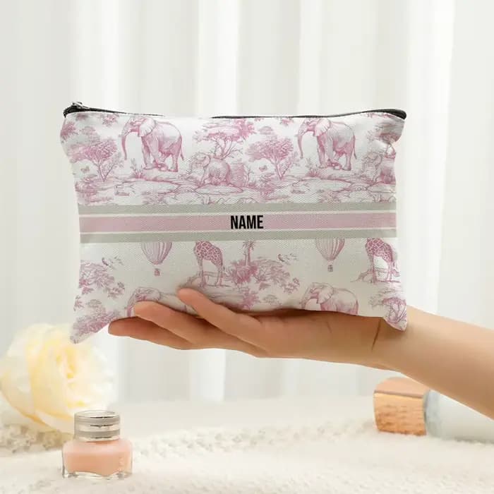 Toile De Jouy rouge française personnalisée avec sac De maquillage à motif