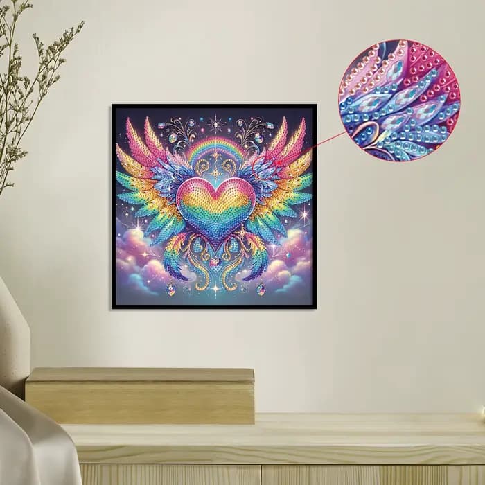Kit de peinture artistique diamant en forme d'arc-en-ciel pour débutant adulte, Kit de points de diamant en cristal pour cadeau de décoration murale de maison