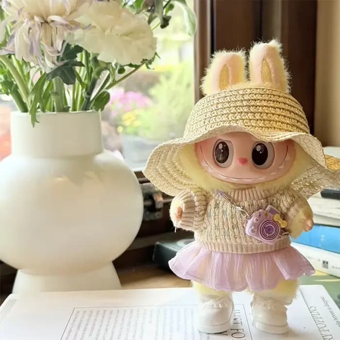 Pour Labubu assis fête série été doux fil jupe chapeau ensemble pour Labubu V1 V2 accessoires pour Labubu vêtements
