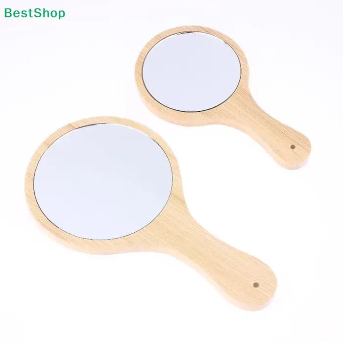 ❄ Miroir à main en bambou naturel – 2 tailles