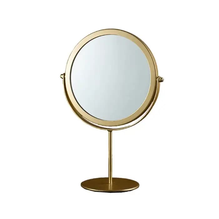 Nouveau miroir de maquillage rotatif à 360 degrés, miroir de table en métal doré avec support, miroir rond noir pour la chambre à coucher