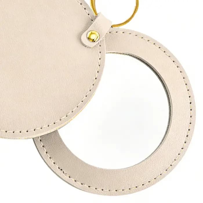 Miroir de maquillage rond en cuir PU