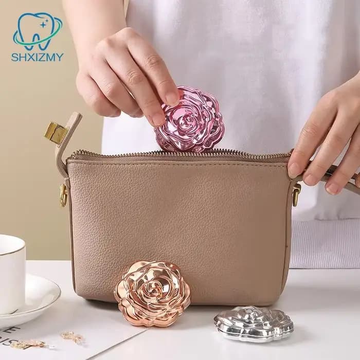 Mini miroir Portable rétro fleur de Rose