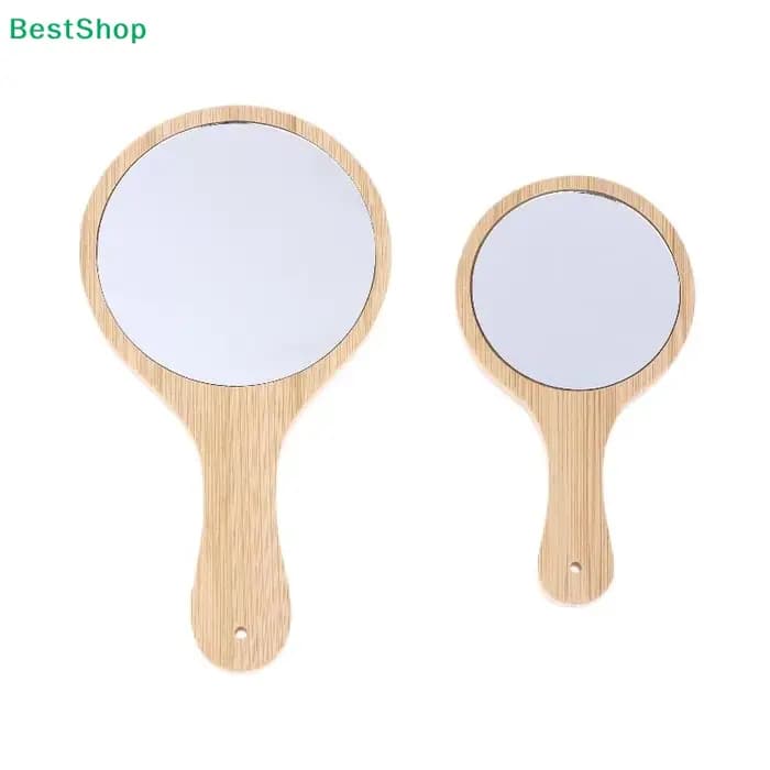 ❄ Miroir à main en bambou naturel – 2 tailles