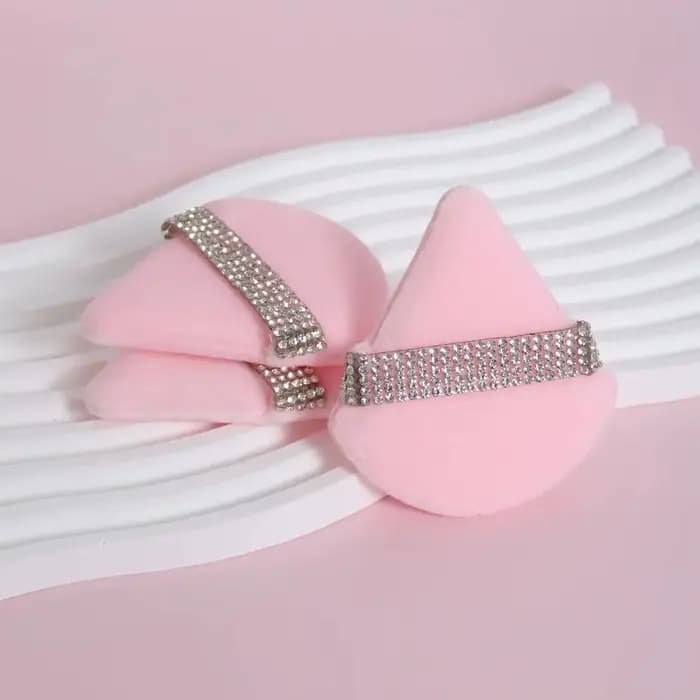 3 pièces rose Triangle poudre bouffée visage doux outil de maquillage éponge velours