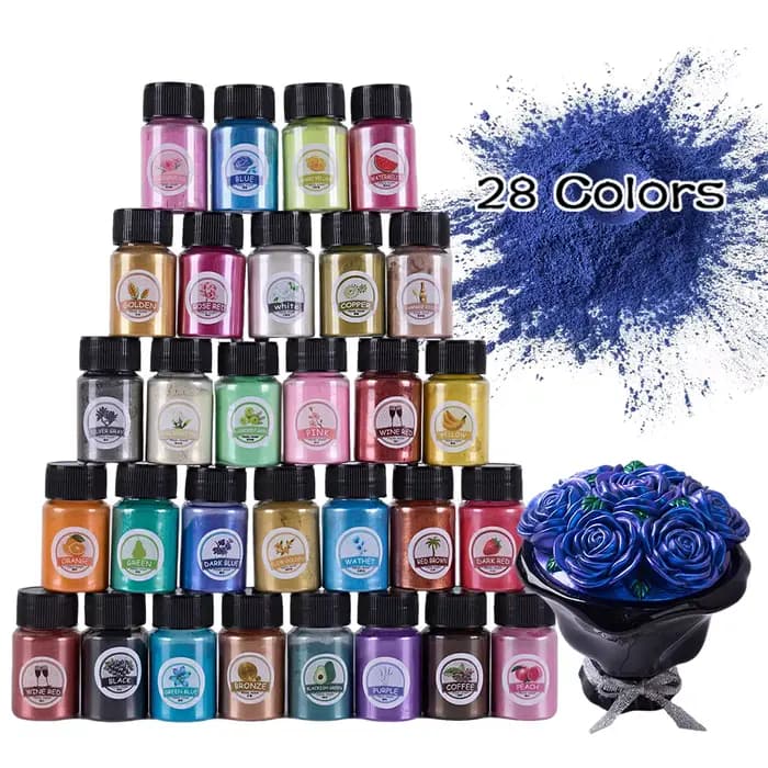 Poudre de Mica 28 couleurs 10g miroir naturel Mica perle poudre colorant résine époxy bougie bijoux à bricoler soi-même fabrication artisanat perle poudre Pigment