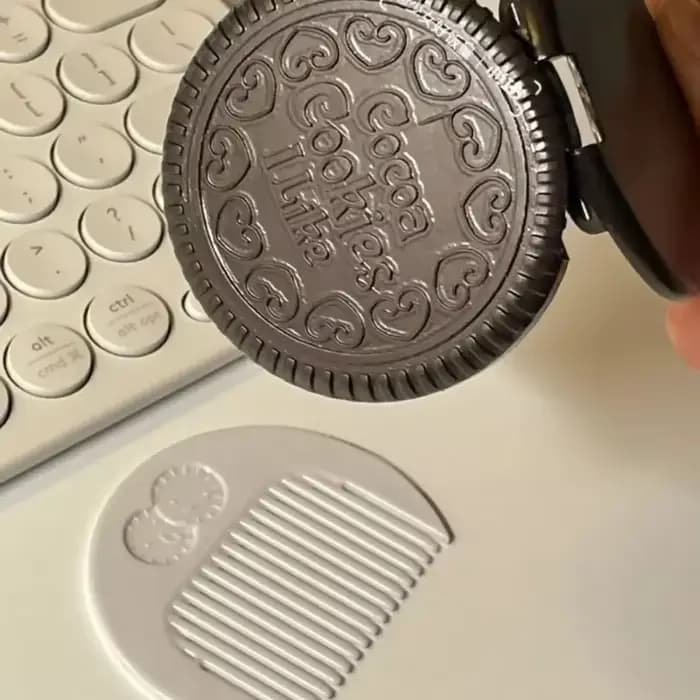 Miroir de maquillage rond pliant Biscuit au chocolat Ins Kawai miroirs de poche extérieurs femmes petit