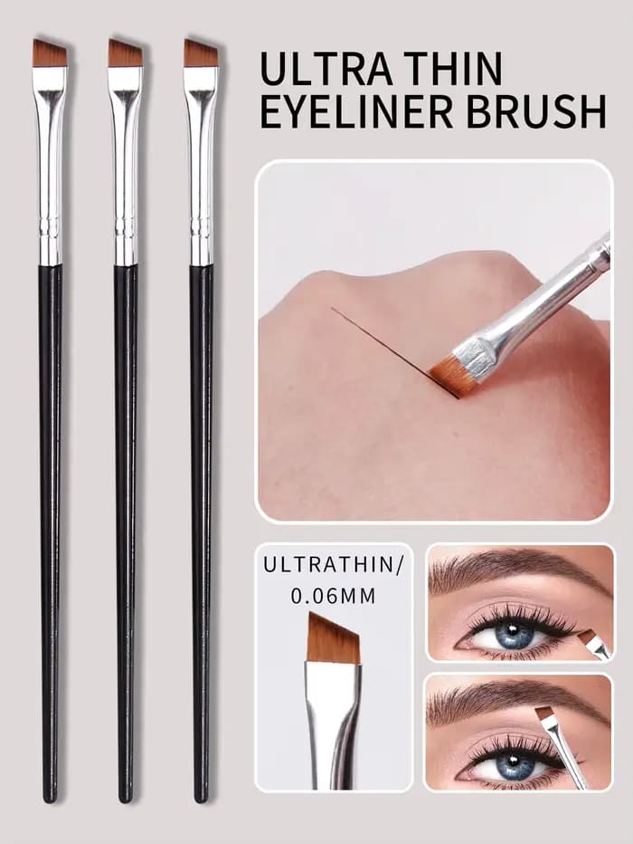 Extrêmement utile ! Lot de 3 pinceaux à lame oblique pour eye-liner