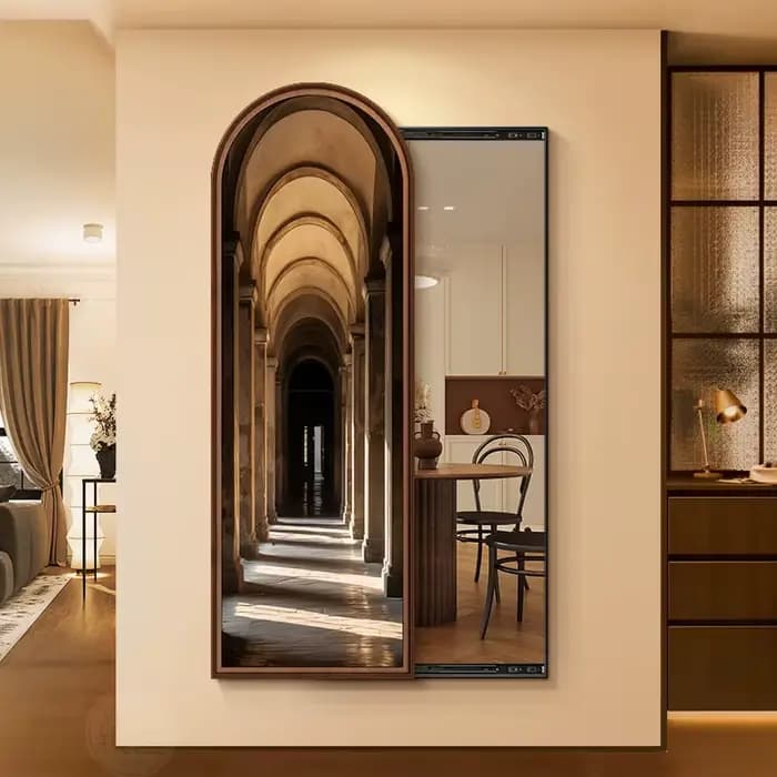 Art miroir irrégulier cadre esthétique verre Compact femmes luxe
