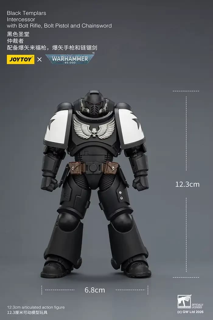 【Accessoires】Figurine d'action JOYTOY Warhammer 1/18, Intercesseur des Templiers Noirs avec fusil à balle, pistolet à balle et épée à chaînes, modèle de jouet