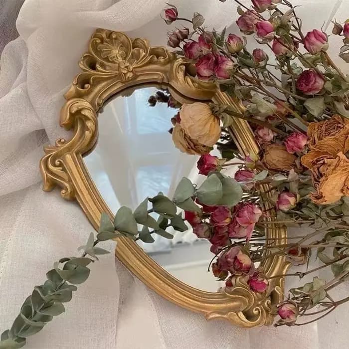 Miroir de maquillage vintage français avec cadre en résine
