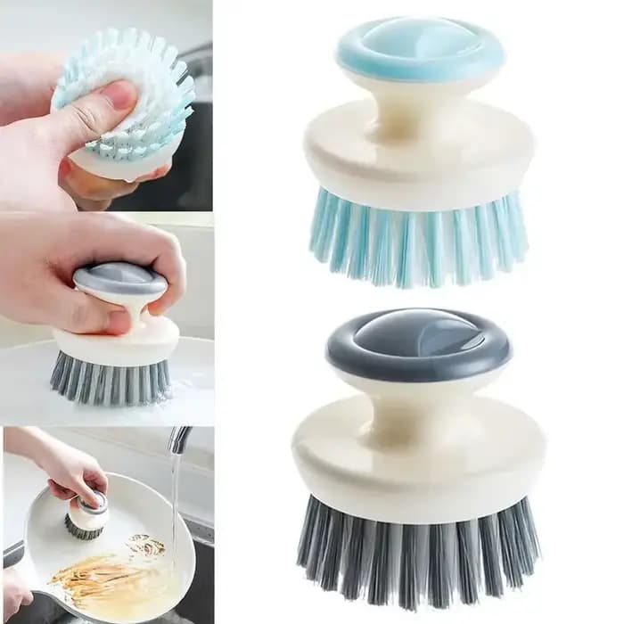 Brosse à vaisselle multifonctionnelle avec manche, brosse à poils rigides pour la vaisselle, les casseroles, les poêles et le nettoyage de l'évier