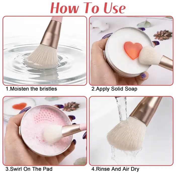 Savon nettoyant pour pinceaux de maquillage avec tapis en silicone