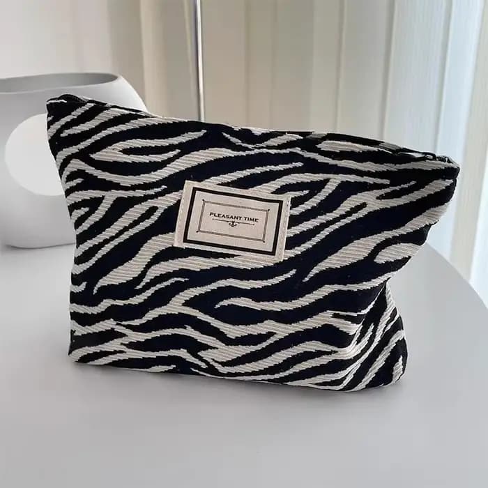 Sac à main femme imprimé léopard sac de maquillage toile fermeture éclair imperméable sac