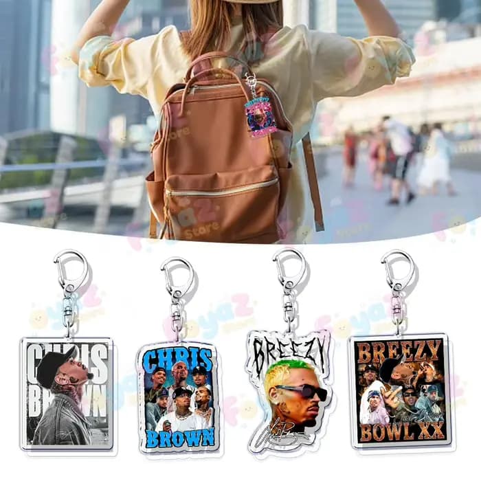 Rappeur bol de musique Xx porte-clés accessoires sac breloques Chris porte-clés bijoux Fans femmes freinds cadeau