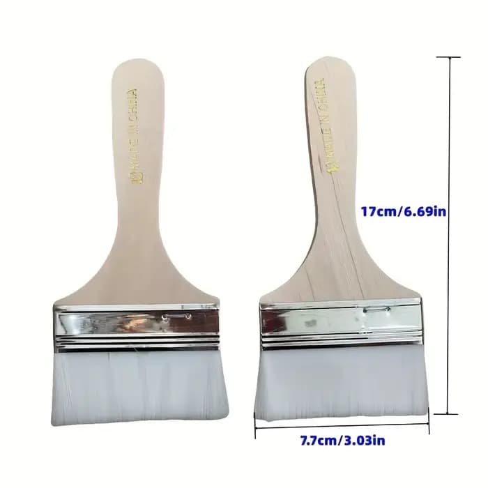 2 pinceaux en laine de chèvre - grands et plats pour une application facile du latex et des peintures à l'aquarelle sur les murs et les sols