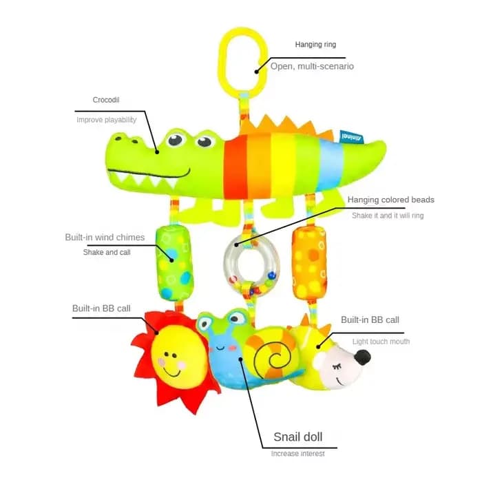 Jouets Sensoriels en Peluche Arc-en-ciel pour Bébé de 0, 3, 6 et 12 Mois, Accessoire de Voyage pour Poussette, Siège de Voiture