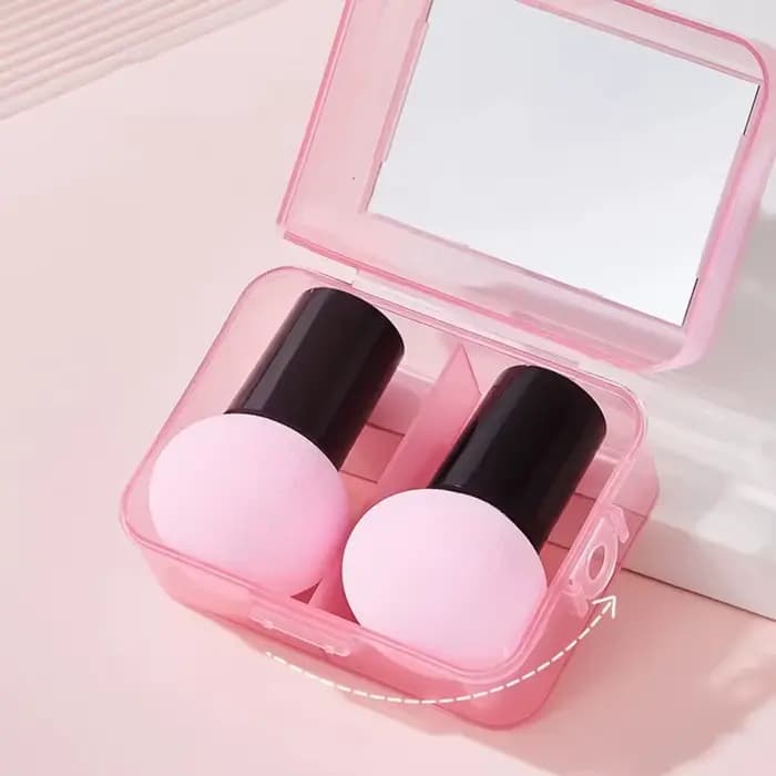 2 pièces/ensemble éponge de maquillage tête de champignon à Long manche Super douce pour sec humide double usage
