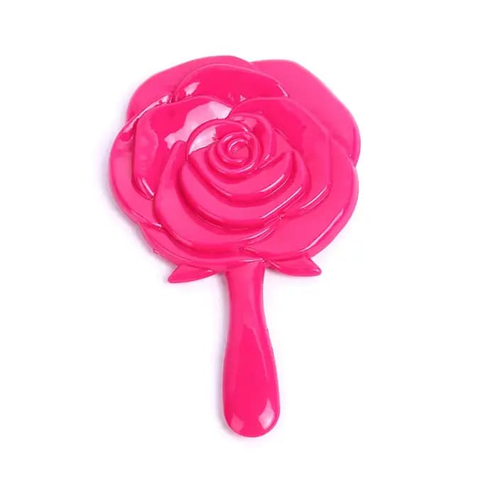 Miroir de maquillage vintage rose avec poignée pour femme