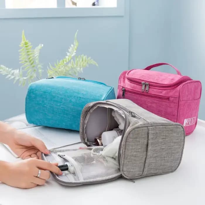 Trousse de Toilette Portable Suspendue pour Maquillage et Accessoires – Organisateur de Voyage pour Hommes et Femmes