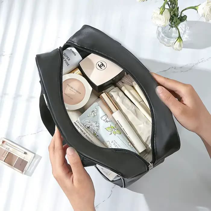 Nom personnalisable nouveau sac de lavage de maquillage Transparent en TPU sac de rangement en PU étanche de grande