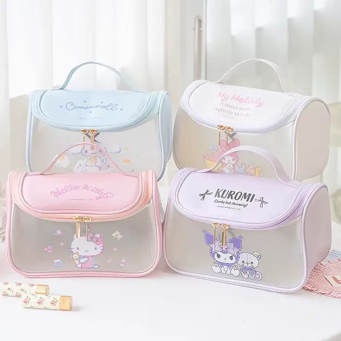Sac à cosmétiques en cuir PU Sanrio | Hello Kitty Kuromi My Melody | Sac de toilette de voyage grande capacité |