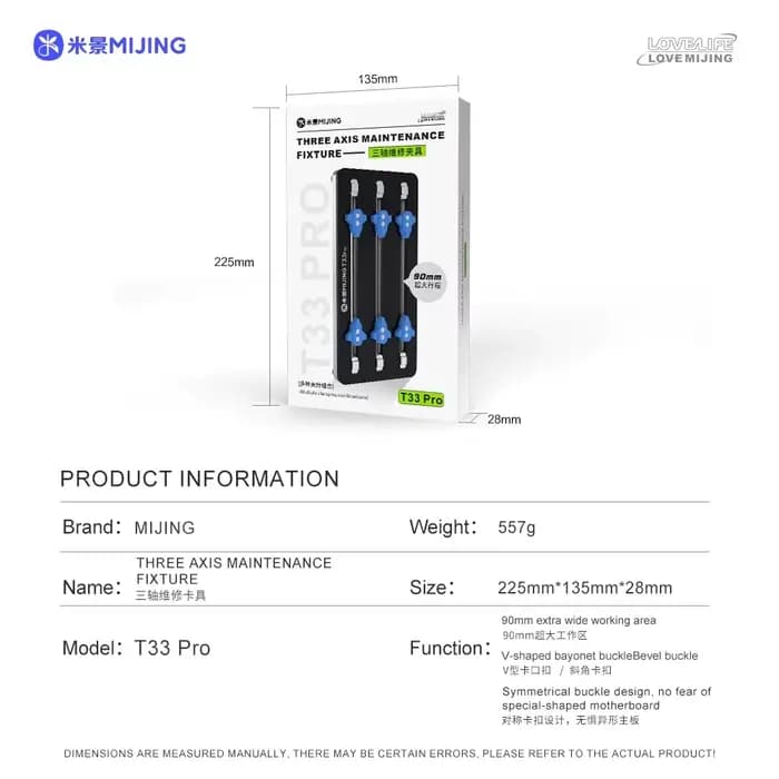 Support de réparation à trois axes Mijing T33 Pro pour carte mère de téléphone portable, pince de maintien pour puces BGA CPU IC