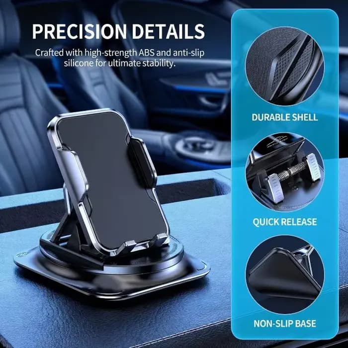 Support de téléphone portable pour tableau de bord de voiture, rotatif à 360°, fixation adhésive, support universel stable pour téléphone portable, accessoires pour voiture