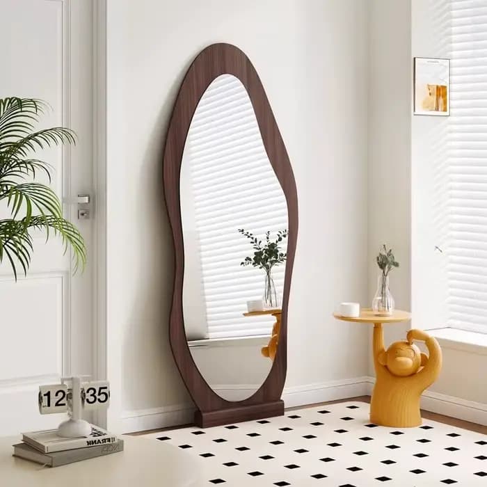 Miroir ondulé minimaliste de grande taille pour filles