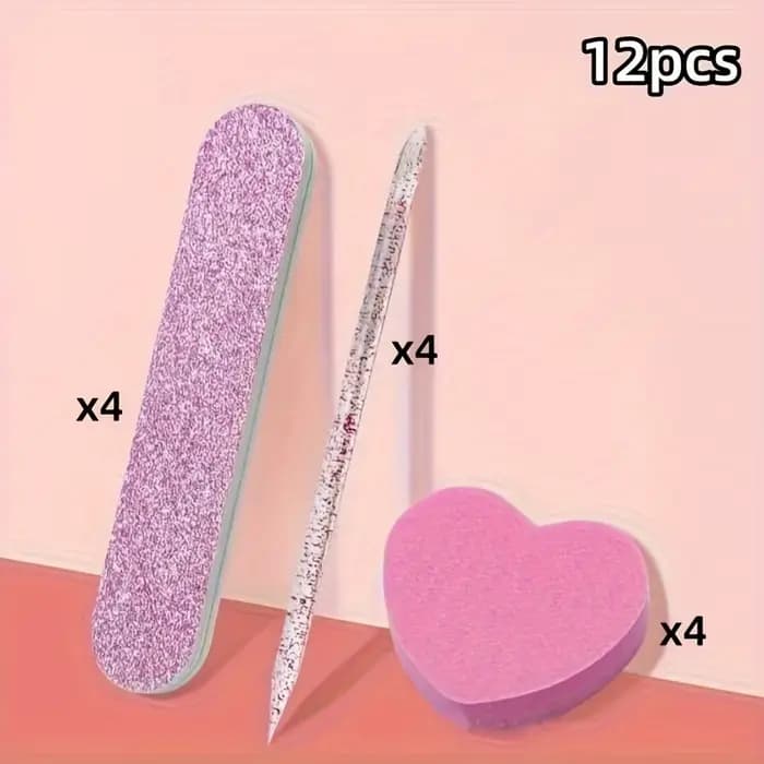 Kit de soins des ongles à paillettes roses