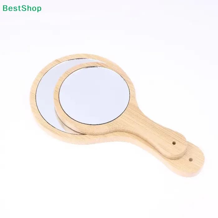 ❄ Miroir à main en bambou naturel – 2 tailles