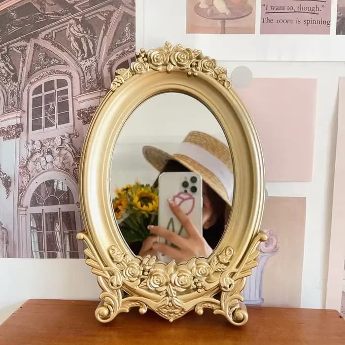Miroir de Table à cadre sculpté de Style palais français rustique