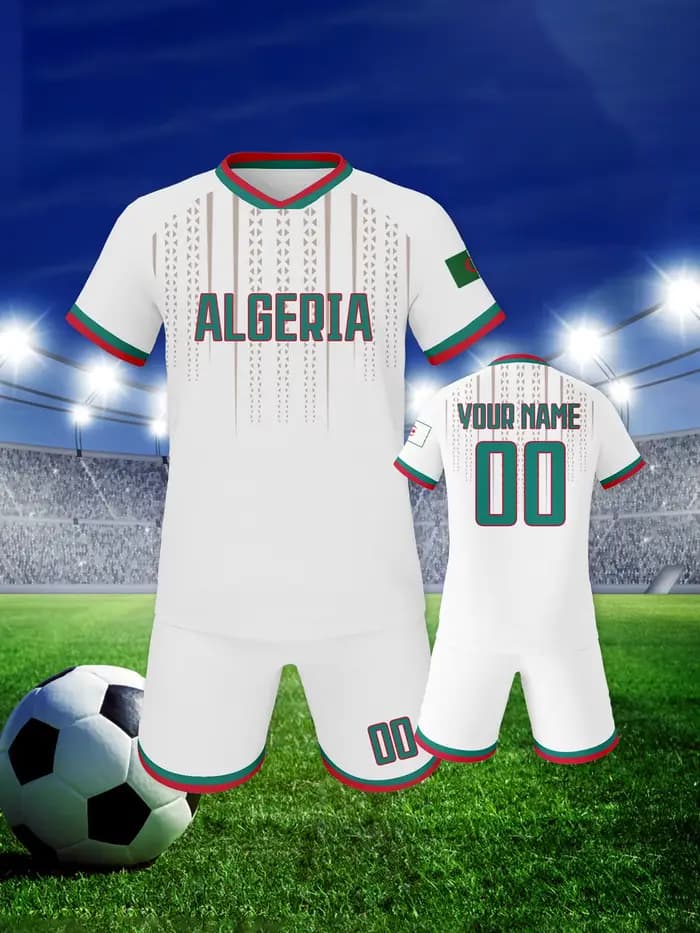 Ensemble de football personnalisé de l'Algérie avec nom et numéro, tenue d'entraînement respirante de l'équipe nationale pour enfants et jeunes