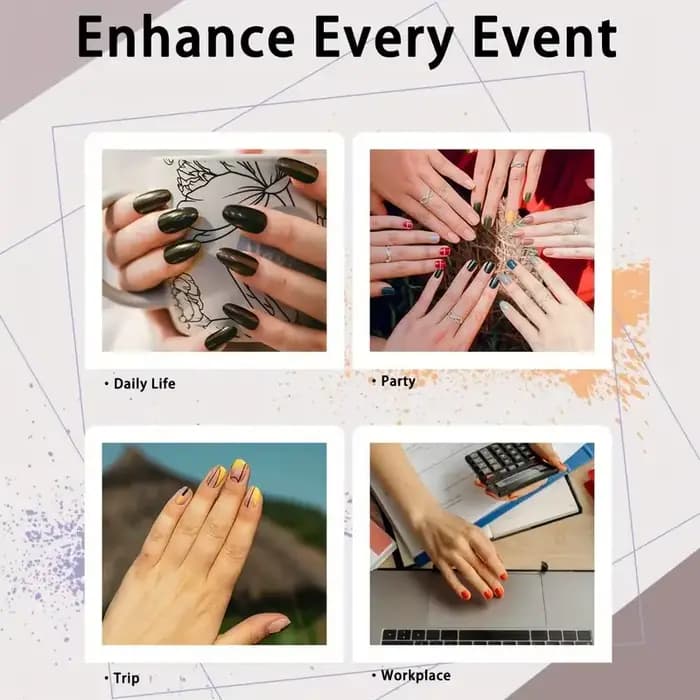 8 feuilles de bandes de vernis à ongles à enveloppe complète