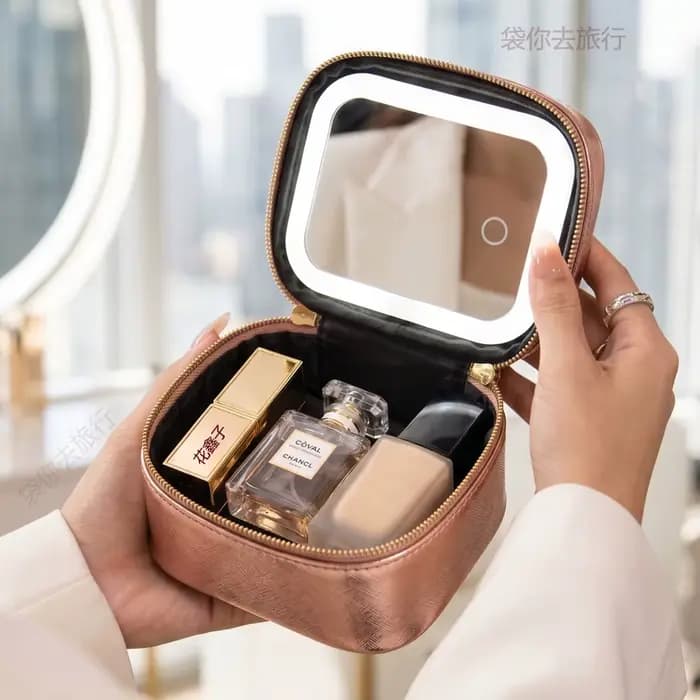 Mini trousse de maquillage avec miroir LED