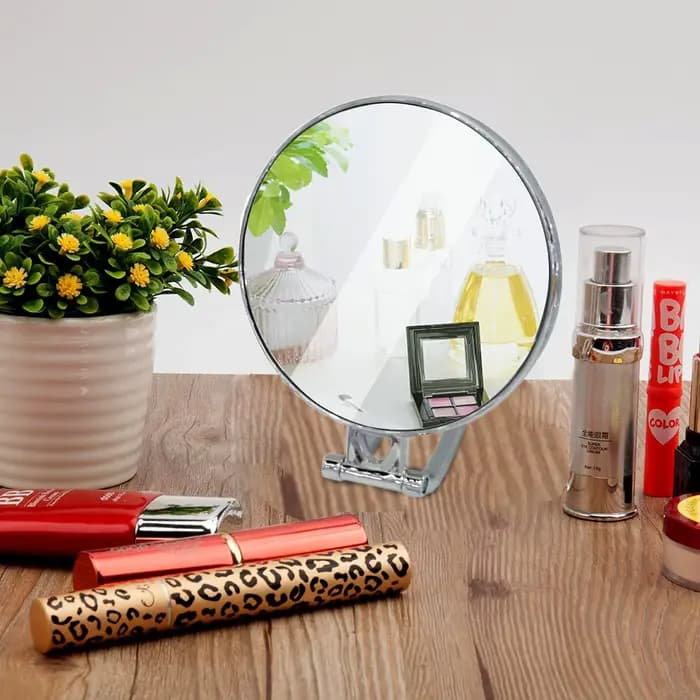 Miroir à main double face avec poignée pliable réglable