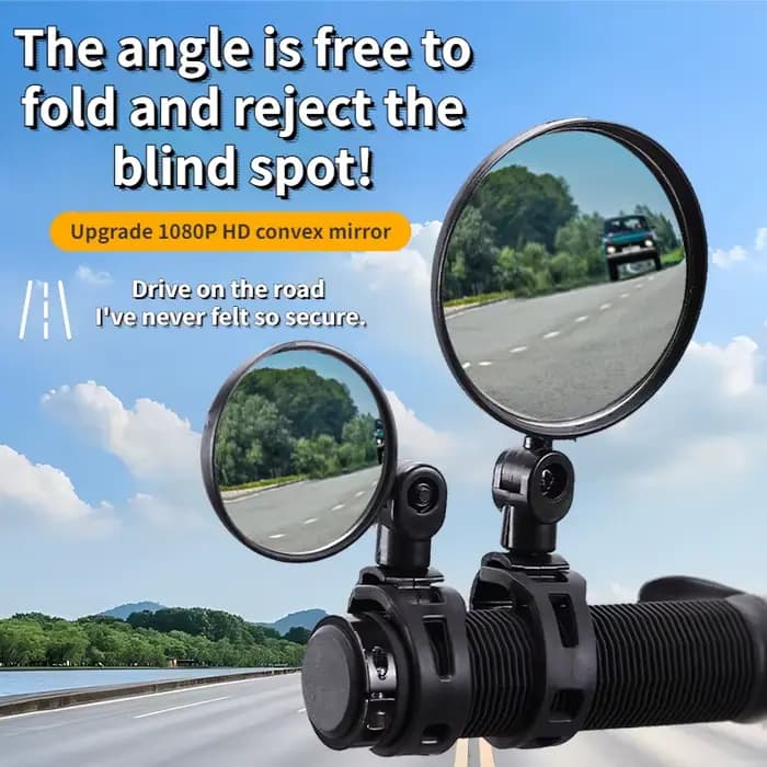 Miroir de moto avec poignée, miroir convexe auxiliaire, rotation résistante à 360 °