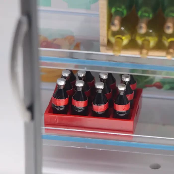 Mini bouteilles de coke miniatures pour maison de poupée, 13 pièces/ensemble, panier de boissons Cola, plateau, Kits de modèles de cuisine, scène de jeu alimentaire, accessoire de décoration