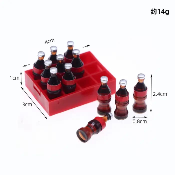 Mini bouteilles de coke miniatures pour maison de poupée, 13 pièces/ensemble, panier de boissons Cola, plateau, Kits de modèles de cuisine, scène de jeu alimentaire, accessoire de décoration