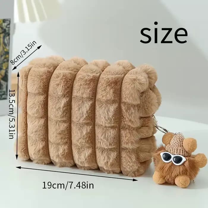 1 sac à maquillage simple et élégant avec pendentif pompon - Sac