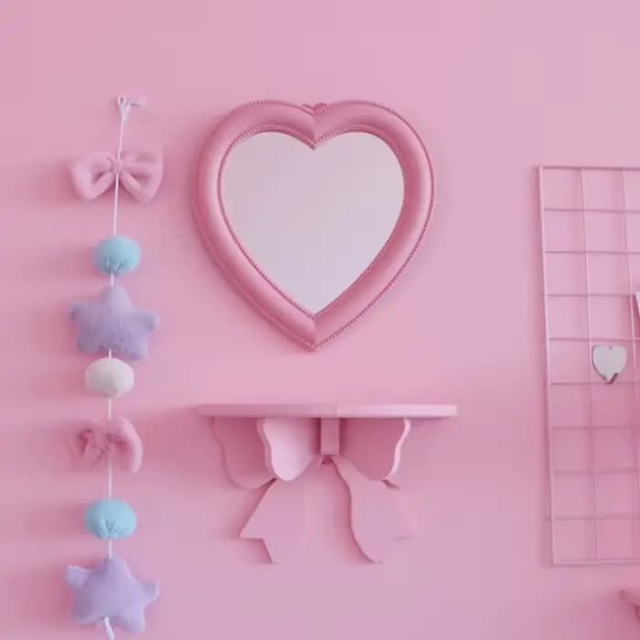 Miroir cosmétique décoratif de célébrité Web, cœur de fille, dortoir étudiant