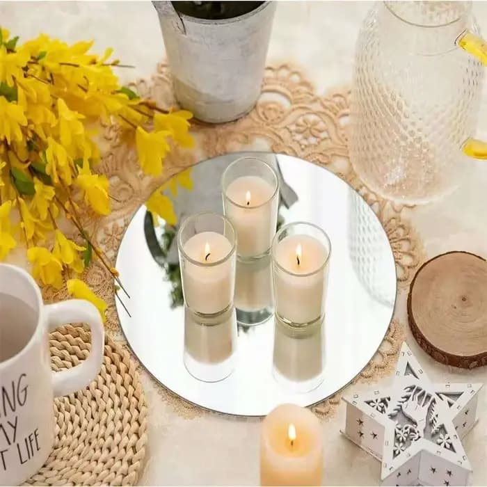 Miroirs ronds en acrylique de 8 pouces, centres de Table de mariage, assiettes à bougies circulaires, plateaux de miroir de décoration murale pour événements, 10 pièces