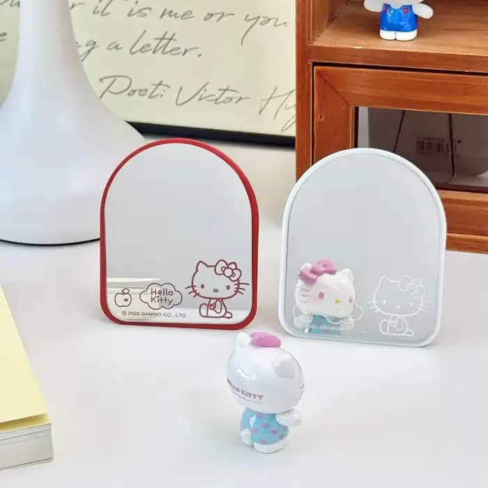 Miroir de maquillage HelloKitty portable en métal