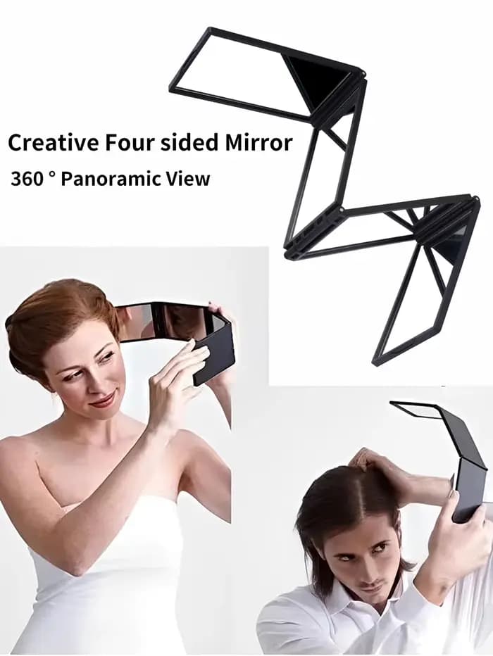 Miroir de maquillage pliable et Portable à 4 voies