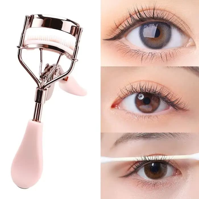 Recourbe-cils professionnel rose avec peigne pour des courbes parfaites