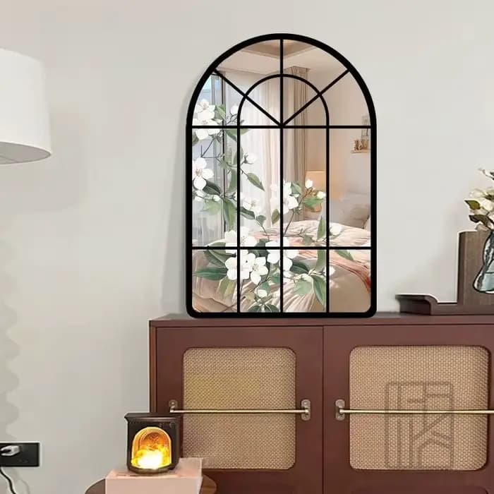 Miroir de maquillage moderne noir Funky pour femmes